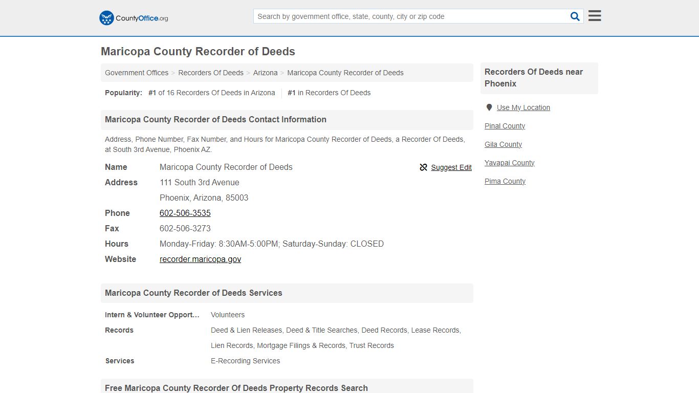 Maricopa County Recorder of Deeds